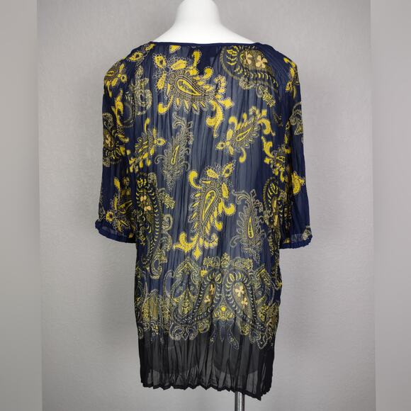 Lane Bryant Paisley 3/4 Sleeve Chiffon Blue Blouse Size 22/24 - Picture 4 of 14